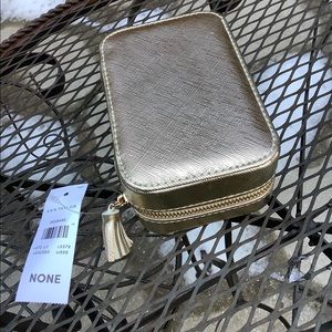NWT Gold Travel Size Jewelry Case
